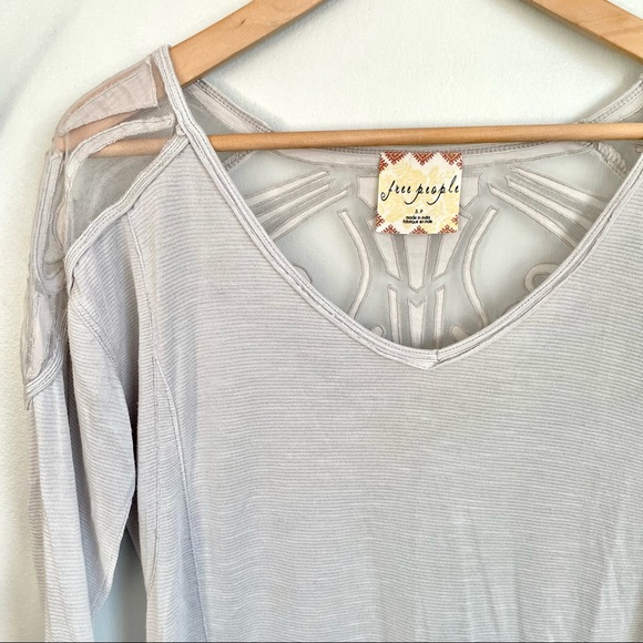 Free People Flowy Lace Detail Longsleeve Top - Picture 2 of 4